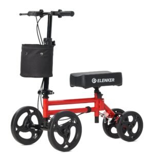 yf 9005g economy knee walker 10" wheels with dual braking system red