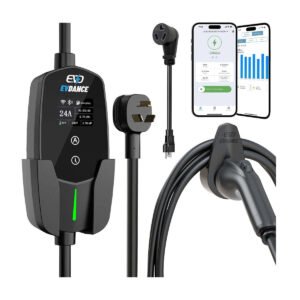 evdance level 1 2 j1772 portable ev charger | 16a–40a 24a (10 30) / wifi enabled