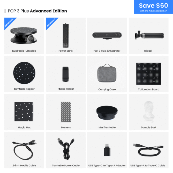 pop 3 plus: the handheld 3d scanner with color scans revopoint advanced edition