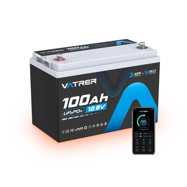 【pre order】vatrer 12v 100ah heated lithium battery for cold weather rv and off grid power 2 pack