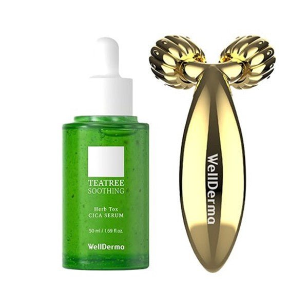 wellderma herb tox cica serum 50ml & mini roller 1ea