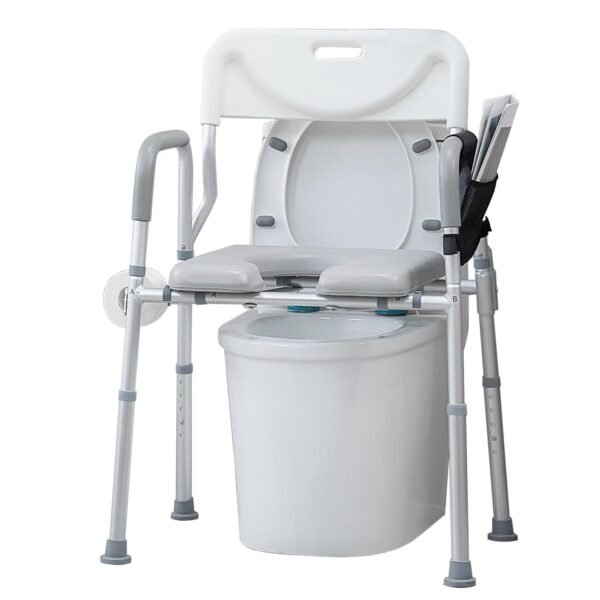 hfk 3367kd 3 4 in 1 height adjustable raised toilet seat with soft padded seat