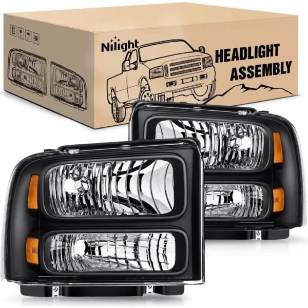 2005 2007 f250 f350 f450 f550 headlight assembly black case amber reflector nilight 127629410 1.jpg